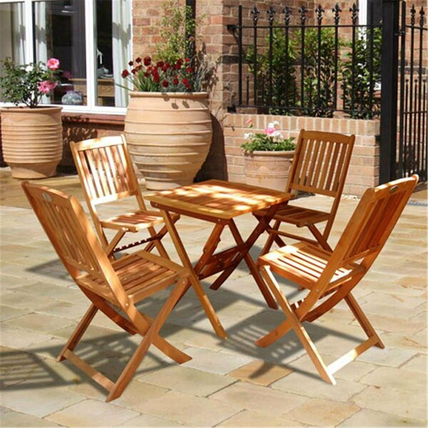 Vifah Malibu 5-Piece Wood Outdoor Patio Bistro Set V03SET2